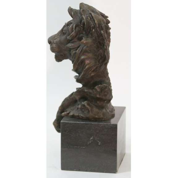 African Lion Bust Bronze Sculpture