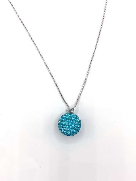 Blue Gemstone Ball Pendant Necklace