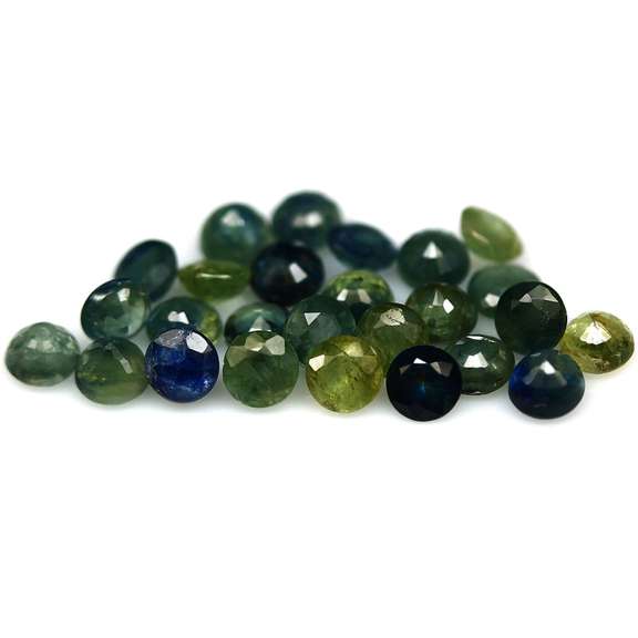 Heated only! 6.51ct blue green Sapphire set