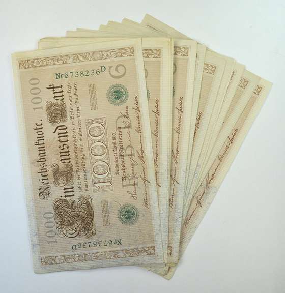 19 Consecutive 1910 Reprint 1918-22 Germany 1,000 Marks Reichsbanknote