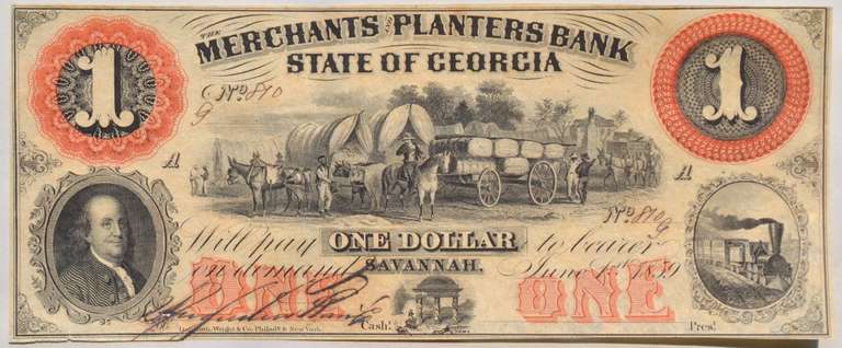 CU $1 Merchants & Planters Bank State Of Georgia June 1 1859 Note