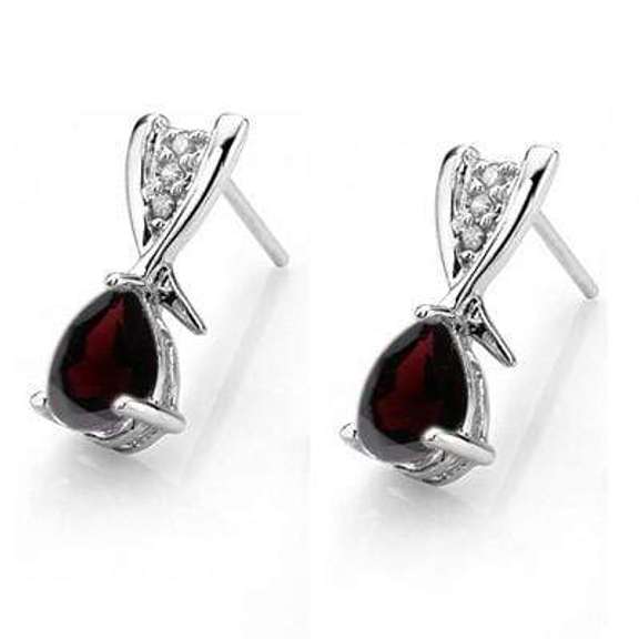 1 CARAT GARNET STERLING SILVER EARRINGS