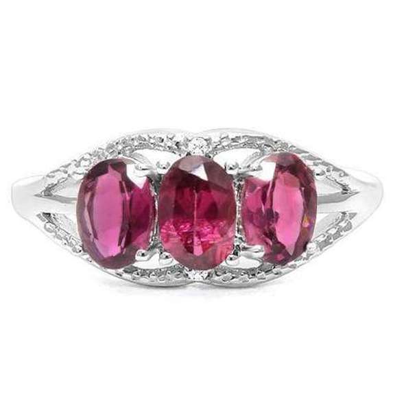 1.54 CT RHODONITE & DIAMOND 18K GOLD PLATED RING