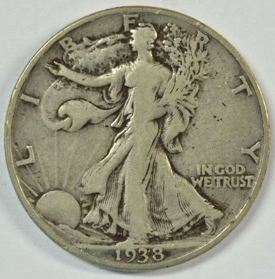 Nice VF/XF 1938-D Walking Liberty Half Dollar. Key date