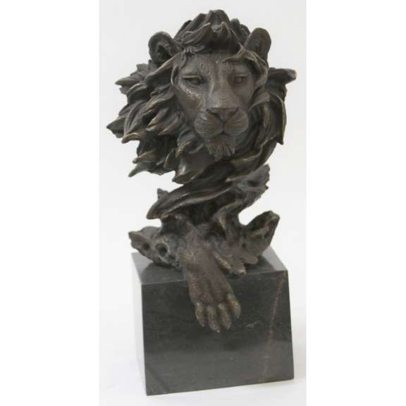 African Lion Bust Bronze Sculpture