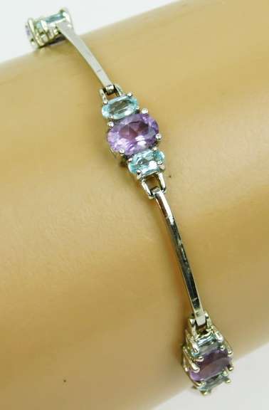 Sterling Amethyst & Blue Topaz Bracelet