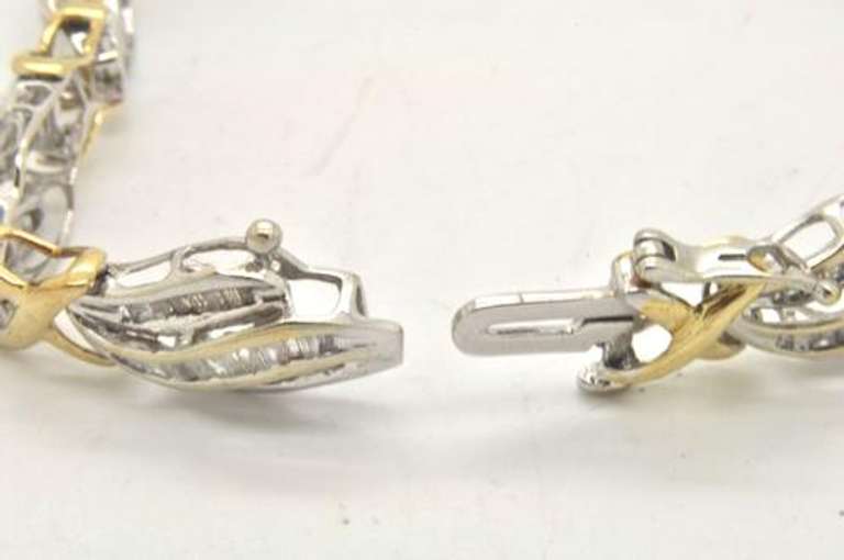 10K GOLD BEAUTIFUL TWO TONE LADIES DIAMOND BRACELET.