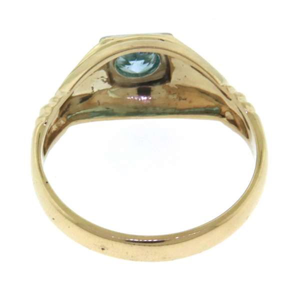 Handsome Yellow Gold Blue Zircon Gents' Ring