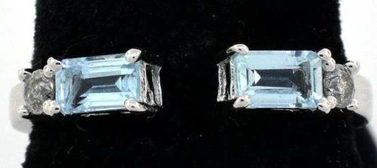 Sweet Aquamarine & Diamond Ring in Sterling Silver