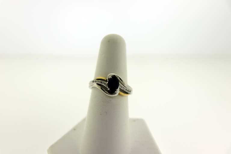 Sterling Silver And 14KT White Gold Blue Sapphire Ring