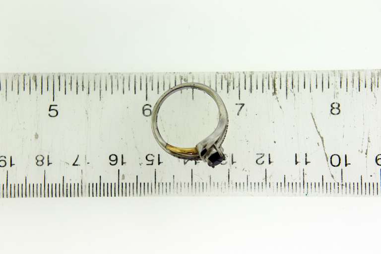Sterling Silver And 14KT White Gold Blue Sapphire Ring