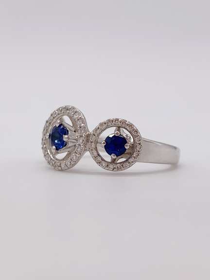 14kt Gold, Blue Sapphire & Diamond Ring