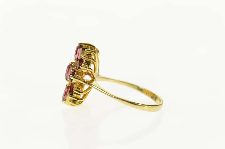 14K Yellow Gold Oval Garnet Diamond Statement Cocktail Ring
