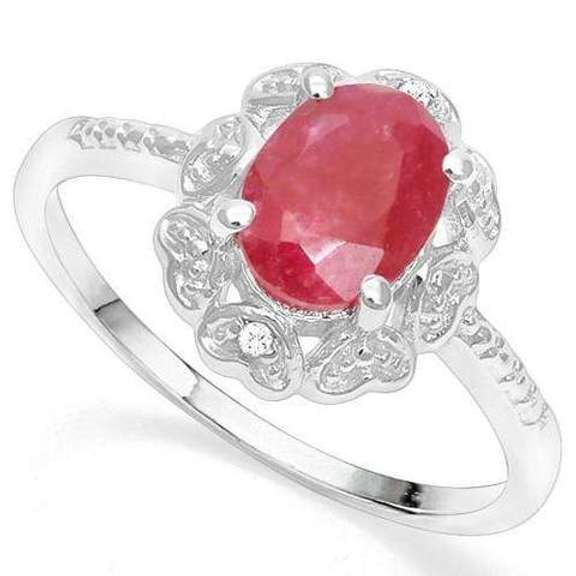 STERLING SILVER 1.20 CT ENHANCED RUBY & DIAMOND COCKTAIL RING