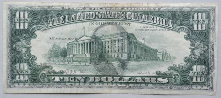 $10 1977 FRN Offset Face On The Reverse Error Note