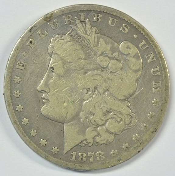 Key date 1878-CC Morgan Silver Dollar. 1st Year 'CC'