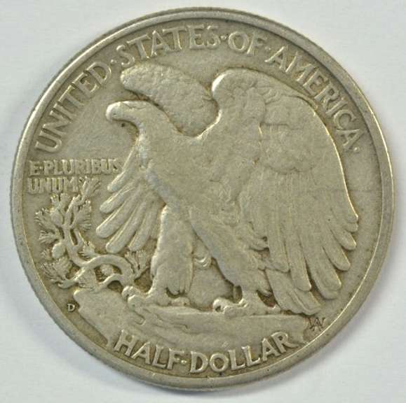 Nice XF 1938-D Walking Liberty Half Dollar. Key date