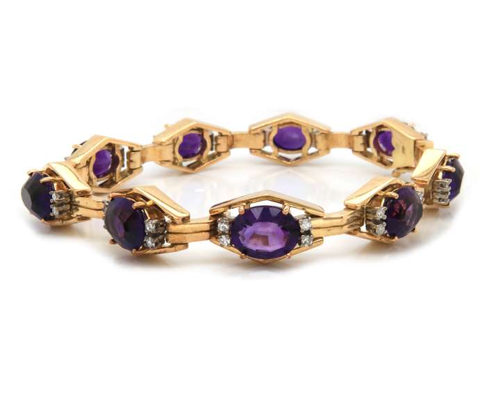 Gorgeous 18kt YG Amethyst and Diamond Bracelet