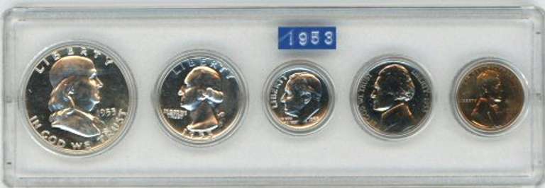 Superb Gem 5-pc 1953 US Proof Set in custom holder