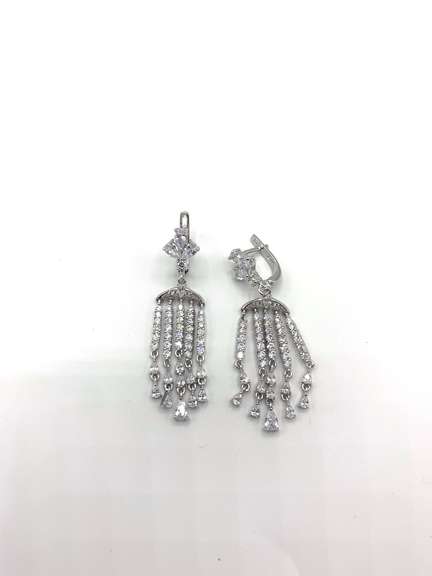 Very Pretty White Gemstone Dangle Earrings in Sterling