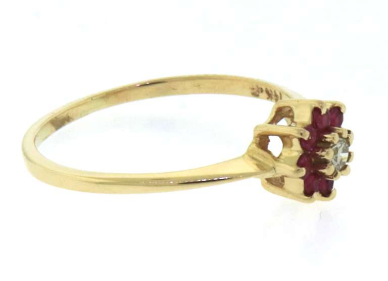Handsome Ruby and Diamond Flower Ring