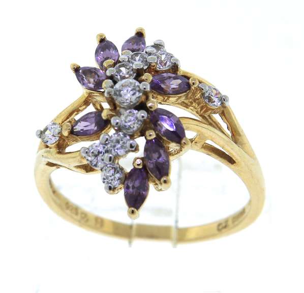 Sterling Silver Amethyst CZ Ring