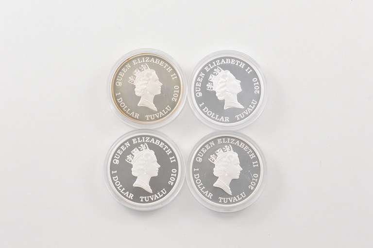 2010 Tuvalu $1 Kings Of The Road 1 Troy Oz Silver Coin 4 Coin Set Box