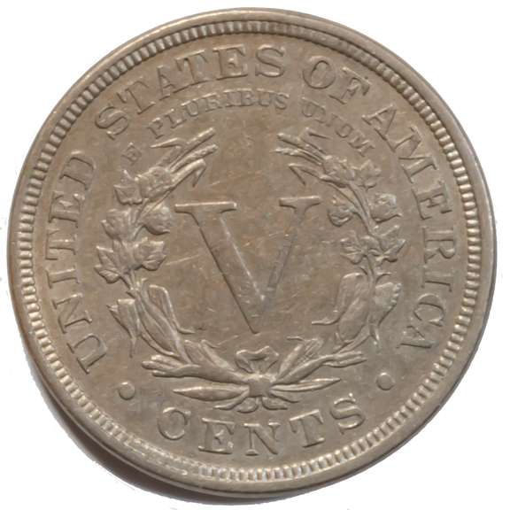 1884 Near Unc Plus V Nickel