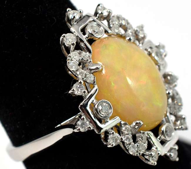 Majestic Opal & Diamond Ring in 14KT White Gold