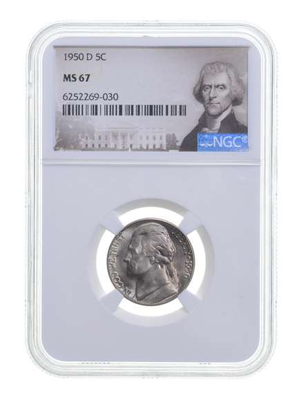 MS67 1950-D Jefferson Nickel - Graded NGC