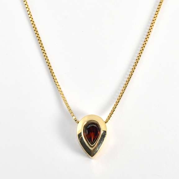 Lovely Pear Shaped Garnet on Necklace