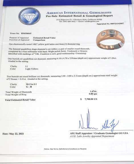 Wide 3-Stone Diamond Band in 14KT Yellow Gold
