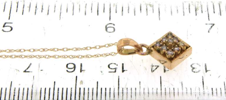 Charming Diamond Square Yellow Gold Necklace