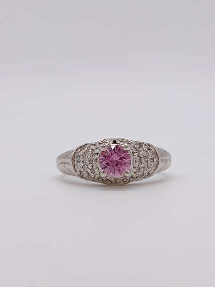 14kt Gold, Pink Sapphire & Diamond Ring