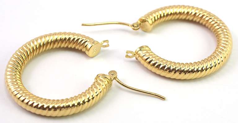 Textured 14KT Yellow Gold Hoop Earrings