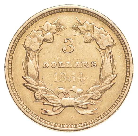 1854 $3 Indian Princess Head Gold Three-Dollar Piece