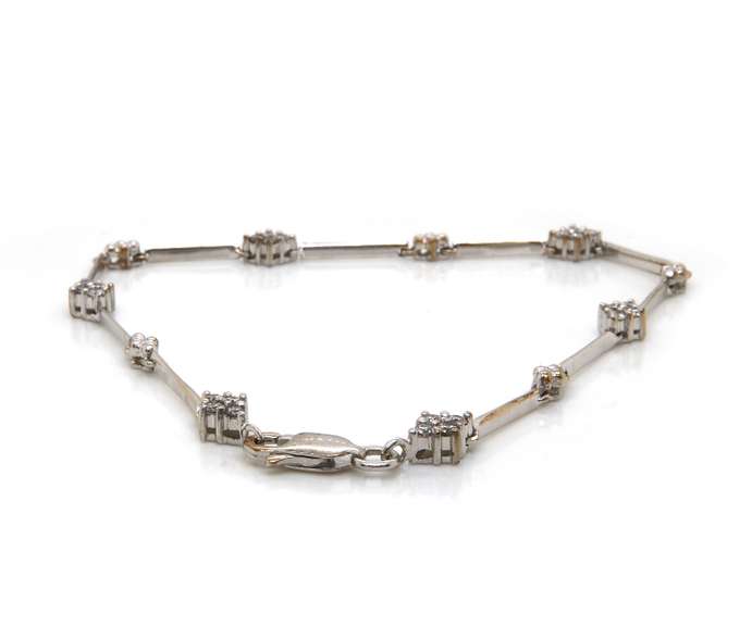 Precious 14kt WG Diamond Cluster Bar Bracelet