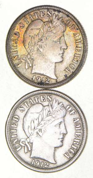 Lot (2) 1912 & 1912-D Barber Dimes