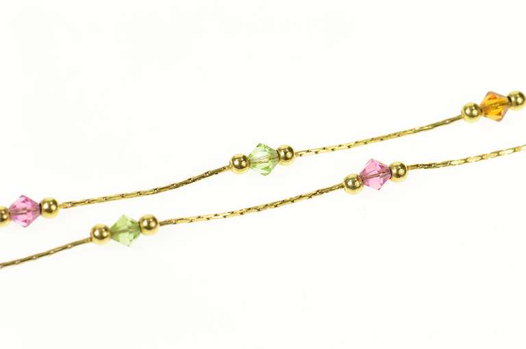14K Yellow Gold Sim. Topaz Citrine Peridot Squared Chain Necklace