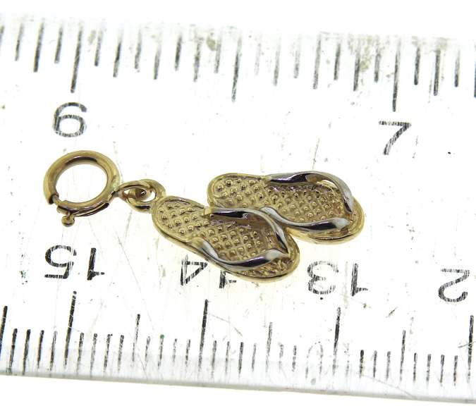 Cute Flip Flop Yellow Gold Charm