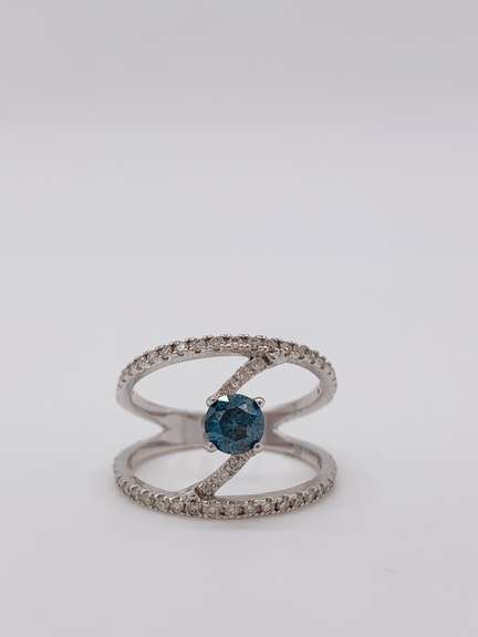 14kt Gold Blue & White Diamond Ring