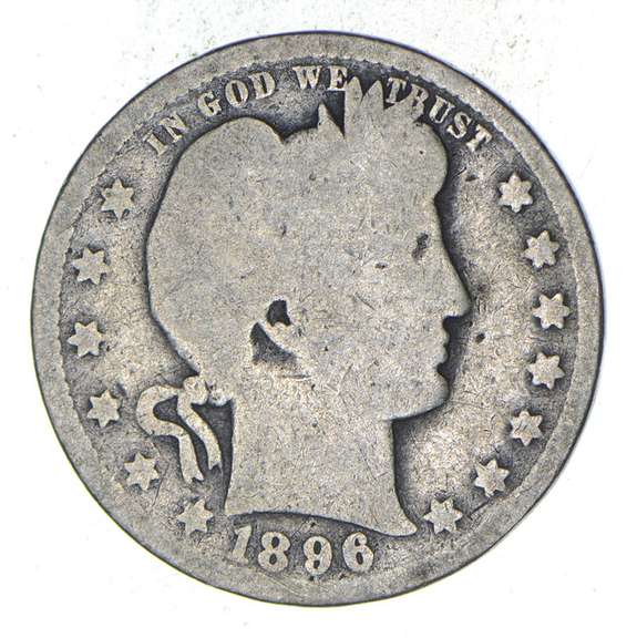 1896-O Barber Head Silver Quarter - Circulated