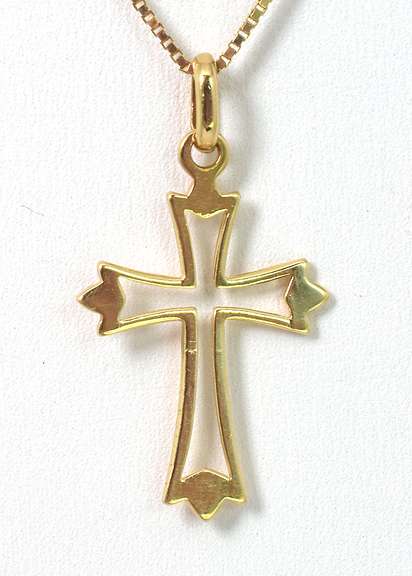 Understated Cross Outline Necklace in 14KT Yellow Gold