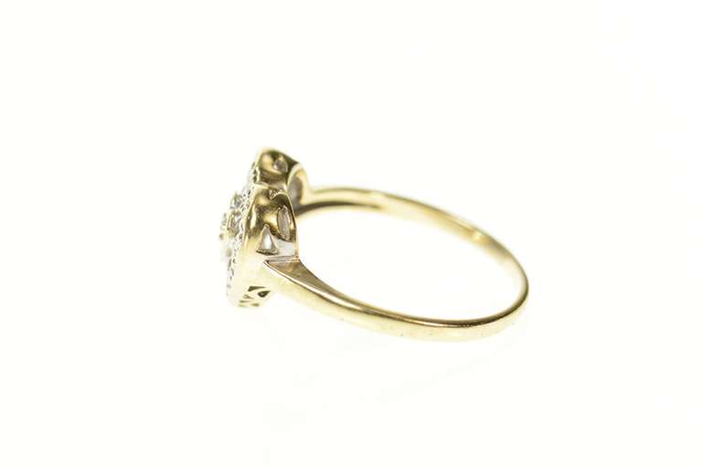 10K Yellow Gold Diamond Inset Retro Heart Love Promise Ring