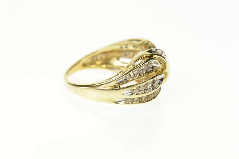 10K Yellow Gold 0.48 Ctw Wavy Criss Cross Channel Diamond Ring
