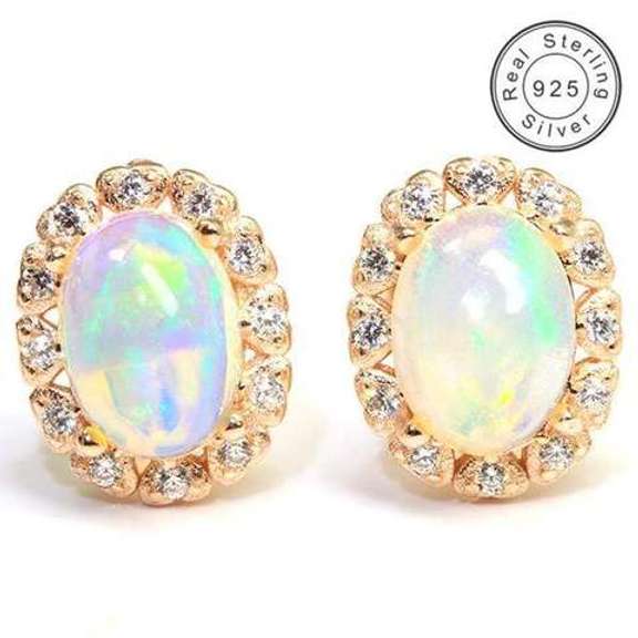 ETHIOPIAN OPAL & WHITE SAPPHIRE 1.20 CT ETHIOPIAN OPAL STERLING SILVER EARRINGS