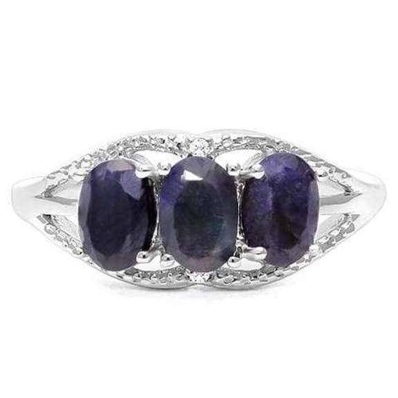 STERLING SILVER OV 4*6 MM ENHANCED SAPPHIRE RING