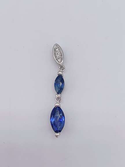 14kt Gold, Blue Sapphire & Diamond Pendant