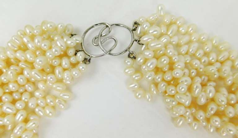 Dramatic 8 Strand Freshwater Pearls Necklace