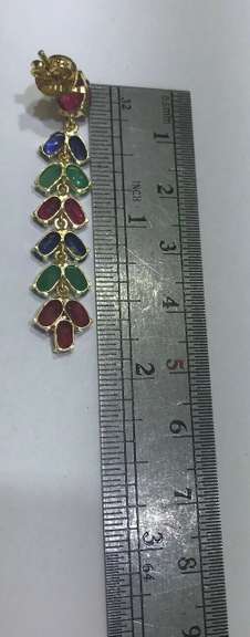 10.0 Carat Ruby, Emerald, & Blue Sapphire Earrings in 14kt Gold